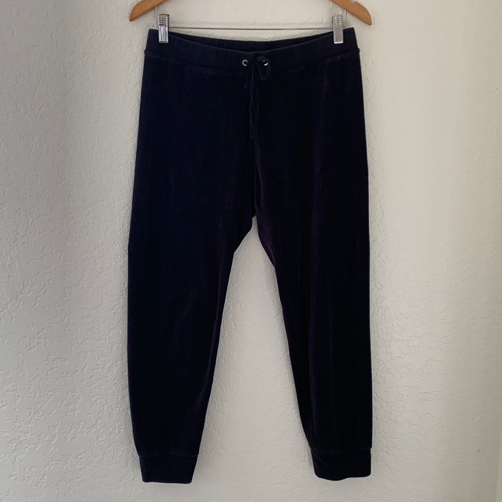 Juicy Velour Jogger Sweatpants Black Sz Medium Cropped Y2K soft